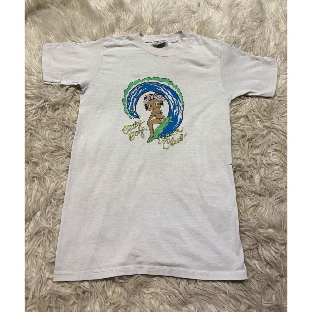 Vintage 90s Betty Boop Beach Club T Shirt Surf Board Fun Stuff NY Made in USA